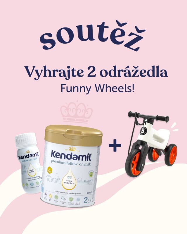 ‼️SOUTĚŽ UKONČENA‼️

Léto už je konečně tady, a aby si ho vaše děti mohly pořádně užít, připravili jsme si pro vás soutěž o krásná odrážedla Funny Wheels. 🏍️🌞

A jak se zapojit?💙

✅ Sledujte nás na @kendamil_cz 
✅ Dejte like na tento a poslední náš příspěvek
✅ Označte někoho, komu by se tohle odrážedlo pro prcky mohlo hodit! 👶🚲 A napište nám, kde nejčastěji nakupujete Kendamil 🍼

📆 Soutěž platí od 14. 6. 2025 do 24. 6. 2025. Následující den vyhlásíme 2 výherce😇

🔹 Tato soutěž není žádným způsobem sponzorována, podporována ani spravována společností Meta.

#soutez #kendamil #naplno #bezkompromisu #rodičovstvi #KendamilCZ #KendamilPremium

Důležité upozornění: Kojení je nejlepší způsob výživy kojenců. Kojenecká výživa by měla být používána pouze na doporučení lékaře. Způsob použití a další informace na obalech. Potravina pro zvláštní výživu. *HMO (3´GL)